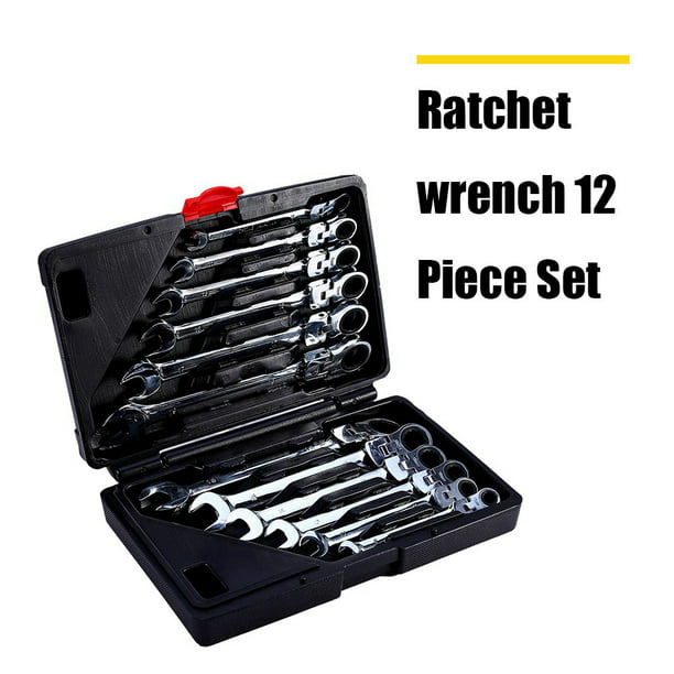 Set Flexible Spanner Combination Ratchet Wrench Tool Kit 8-19mm Vehicle Spanner Ratcheting Spanners with Flexible Head for DIY Jobs Car Repairing Ratchet Spanner 12PCS 28 x 20cm x 7cm 